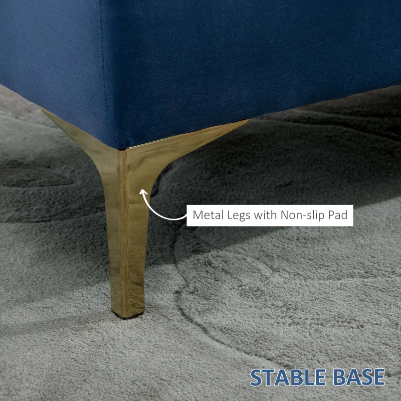 HOMCOM End of Bed Bench, Upholstered Bench Seat, Entryway Shoe Bench with Button Tufted for Bedroom, Blue(m-5)