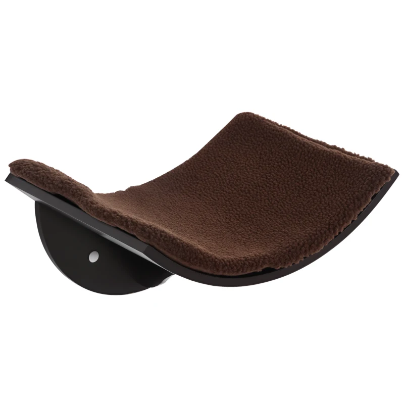 PawHut Cama de Gato Montada en la Pared de Forma U con Almohadilla Extraíble Área de Juego para Gatos Dseño Curvo Cómodo Carga 4,5 kg 41x28x21cm Marrón