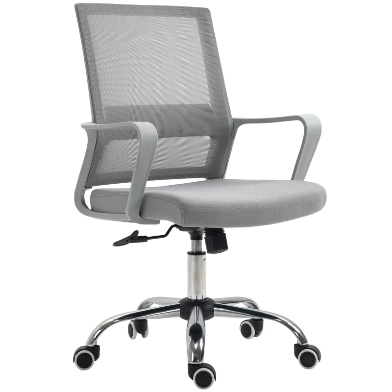 Vinsetto Ergonomic Desk Chair Mesh Office Chair with Adjustable Height Armrest and 360° Swivel Castor Wheels Grey