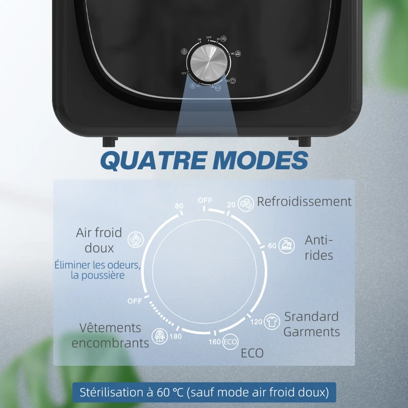 HOMCOM Sèche linge à évacuation électrique 800 W 4 Kg avec 5 modes de séchage, cuve en acier inoxydable, charge frontale