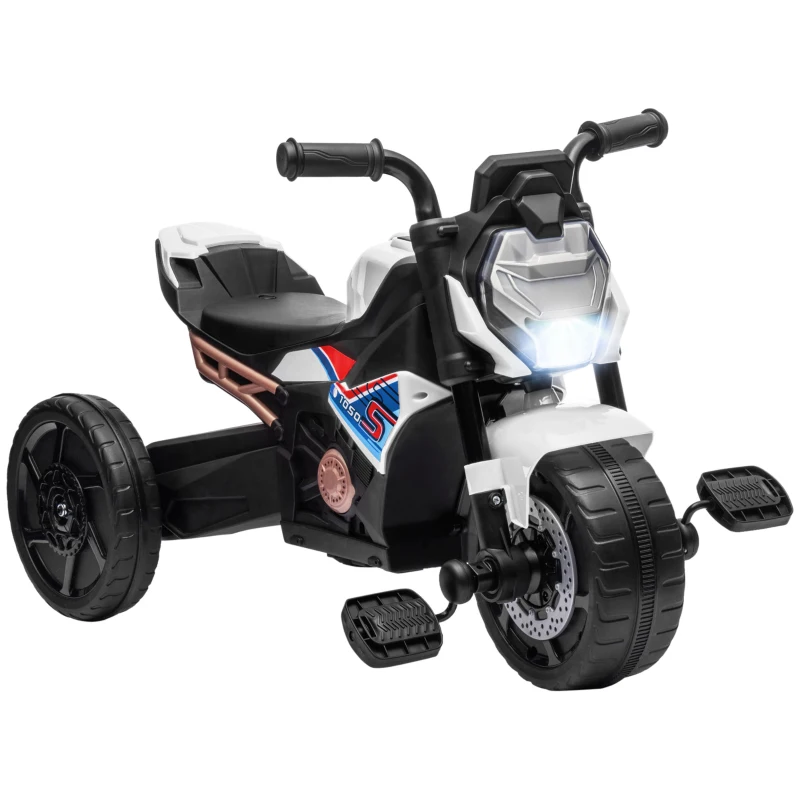 AIYAPLAY Motorcycle Design, 3 in 1 Toddler Trike, Sliding Car, Balance Bike with toy safety light, Music, Horn, White
