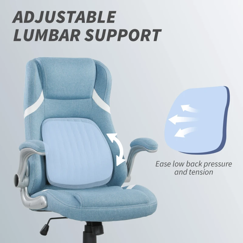 Vinsetto Linen-Look Office Chair, with Adjustable Height and Tension - Blue