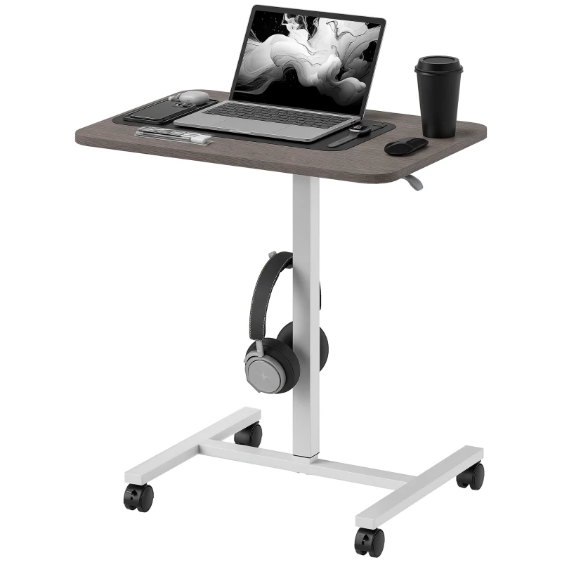 HOMCOM 75-115cm Manual Adjustable Sit-To-Stand Desk - White/Grey
