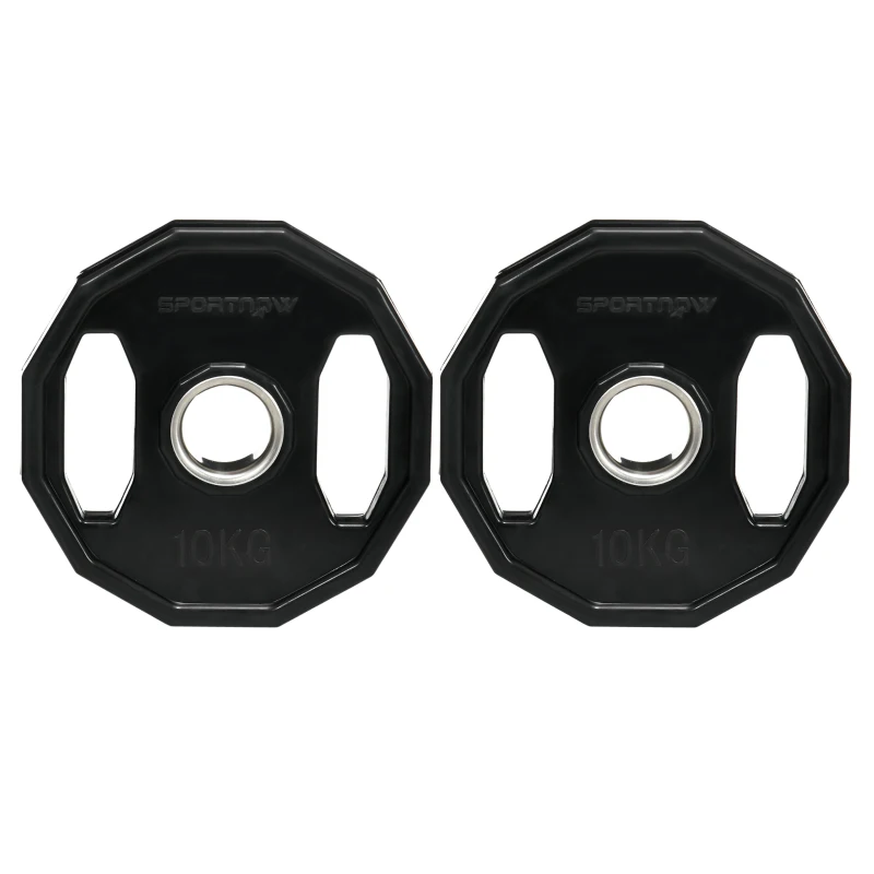 SPORTNOW Conjunto de 2 Discos de Pesas de 10 kg con Orificio de 5 cm para Entrenamiento de Fuerza Ø32x4 cm Negro
