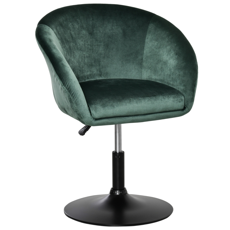HOMCOM Swivel Bar Stool Fabric Dining Chair Dressing Stool with Tub Seat,  Back, Adjustable Height, Green | AOSOM UK