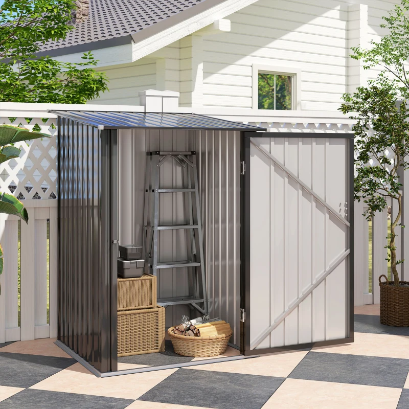 Outsunny Caseta de Jardín Metálica 0,92 m² 100x103x160cm con 1 Puerta y Cerradura para Almacenamiento de Herramientas Gris Oscuro(m-7)