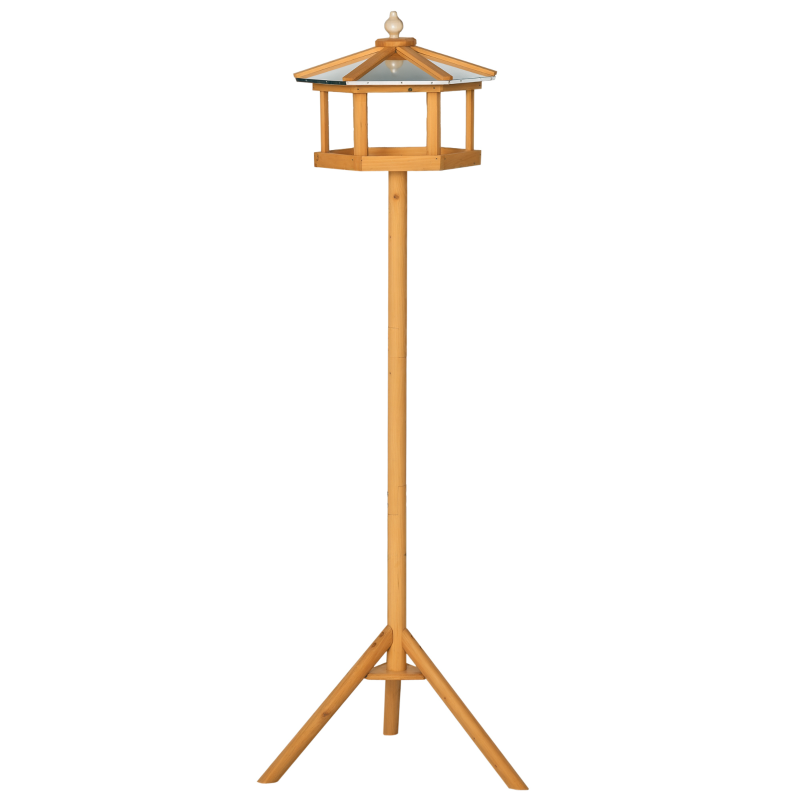 PawHut Mangeoire sur pied en bois station à oiseaux support décoration de jardin Ø 57,7 x 153 cm