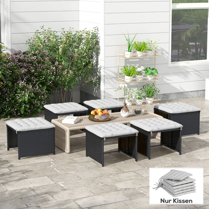 Outsunny Gartenstuhauflage Sitzpolster Gartenpolster, mit Steppung, 40 x 40 x 4 cm, Hellgrau