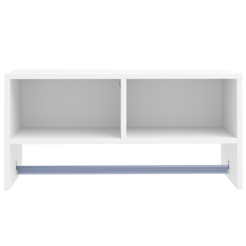 HOMCOM Wall Mounted Coat Hanger Hooks Rack Stand Hallway Coat Rack Rail & Storage Shelf Hanging Coat Organizer (White)