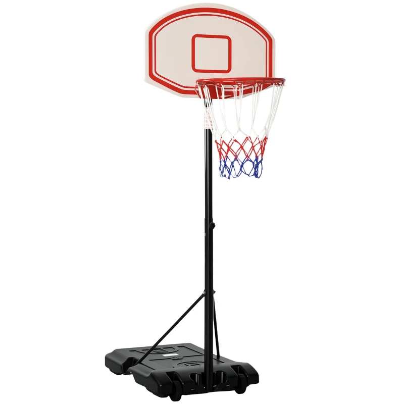 HOMCOM Panier de basket extérieur ajustable portable hauteur d'arceau réglable 212-250 cm base de lestage sur roulettes poteau métal noir blanc