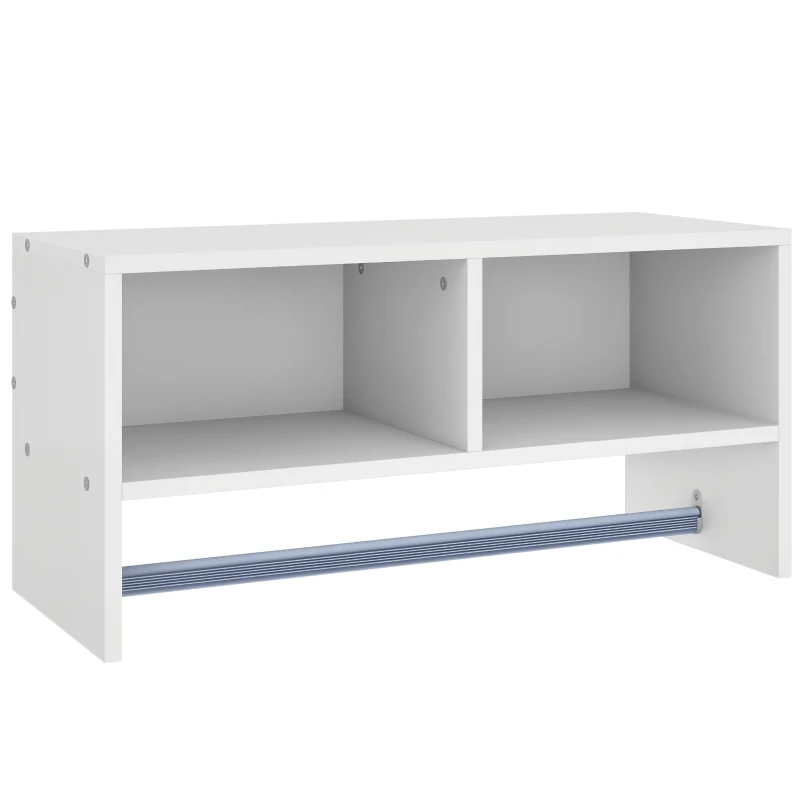 HOMCOM Wall Mounted Coat Hanger Hooks Rack Stand Hallway Coat Rack Rail & Storage Shelf Hanging Coat Organizer (White)