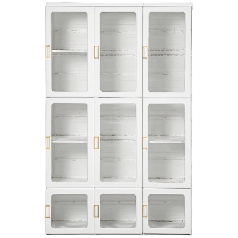 HOMCOM Portable Clothes Wardrobe for Bedroom, Foldable Clothes Organiser with Cube Storage, Hanging Rods, Magnet Doors, White