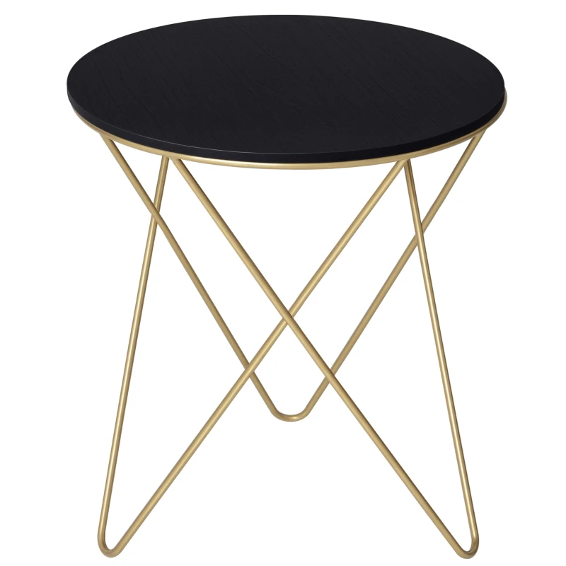 HOMCOM Tavolino da Salotto Design Geometrico Moderno, Tavolino da Caffè in MDF e Metallo, Colore Oro e Nero (Φ43x48cm)