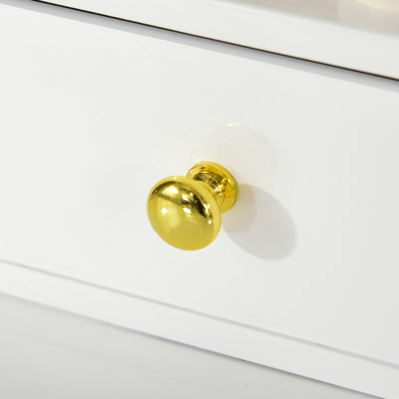 HOMCOM Dressing Table Set with Mirror, Built-in 3 Color LED Light, Vanity Makeup Table with 4 Drawers and Cushioned Stool for Bedroom, White