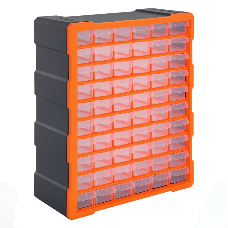 DURHAND Cassettiera Box Officina Muro in Plastica Porta Minuteria 60 cassetti Multiuso 38 × 16 × 47.5cm