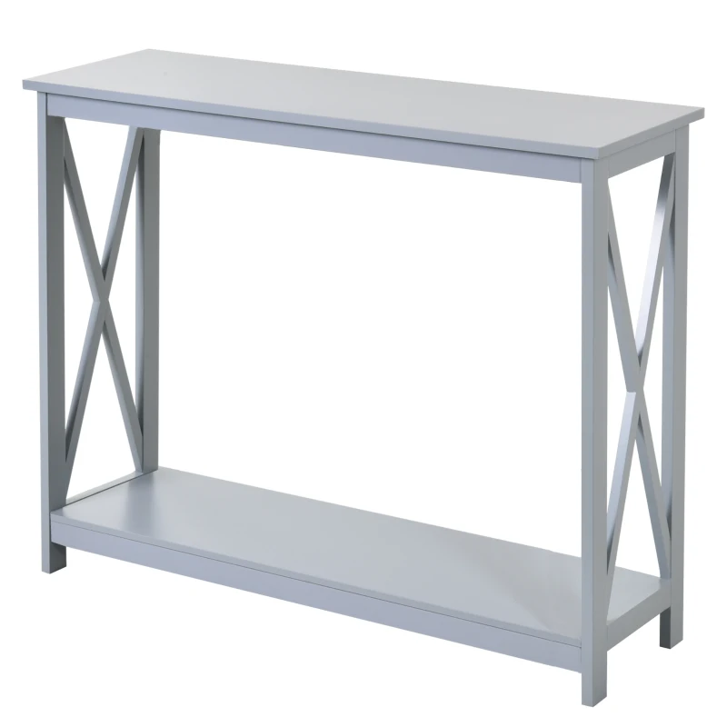 HOMCOM Table de console table d'entrée style table de drapier néo-rétro étagère dim. 100L x 30l x 80,5H cm MDF gris