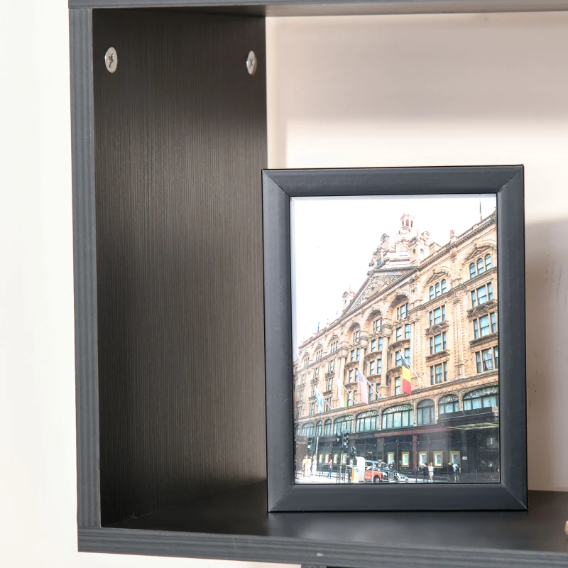 HOMCOM S Shape Wooden 6-tier Bookshelf Open Concept Bookcase Storage Display Unit for Home Office Living Room, Black