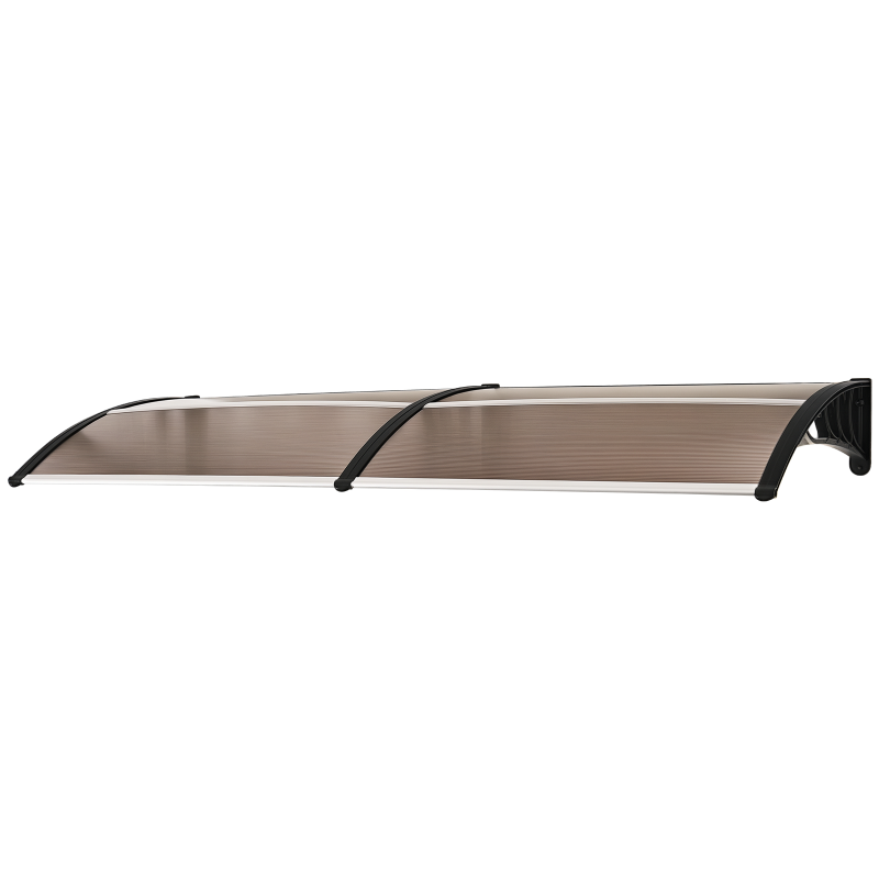 Outsunny 75 x 195 cm Curved Door Window Awning Canopy, Polycarbonate Cover for Front Door and Outdoor Patio, UV Rain Snow Protection Shelter, Brown(m-10)