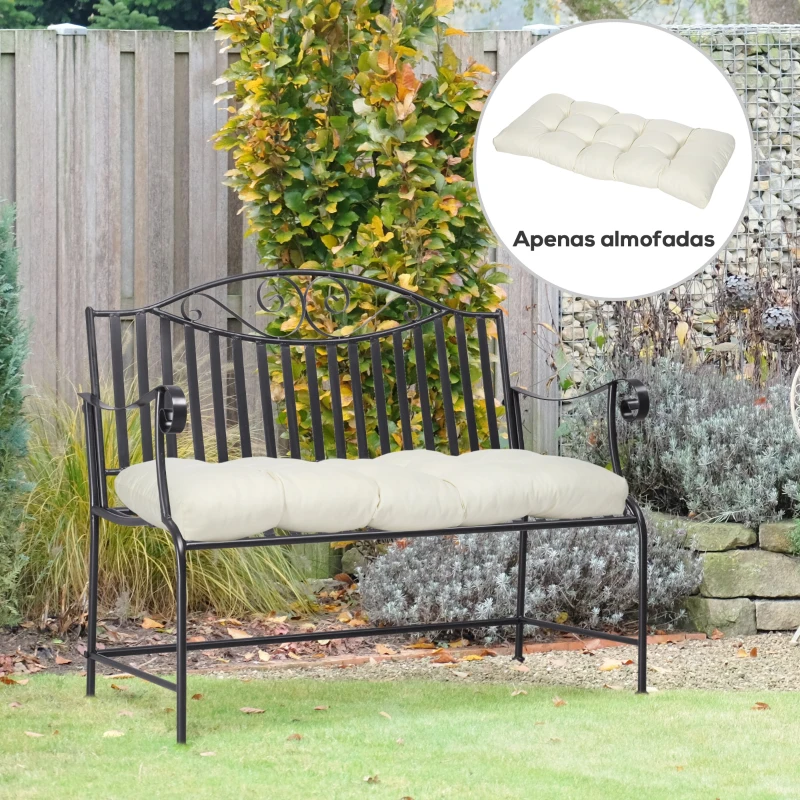 Outsunny Almofada para Bancos de 2 Lugares Almofada Retangular para Interiores e Exteriores Lavável 110x48x8cm Creme