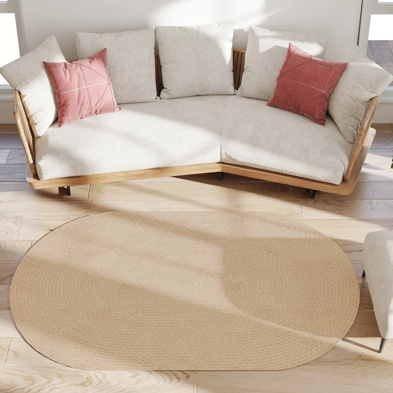 HOMCOM Tapis Salon 170x120 cm Lavable en Machine Tissé à la Main Style Rustique Tapis pour Salon Chambre Beige
