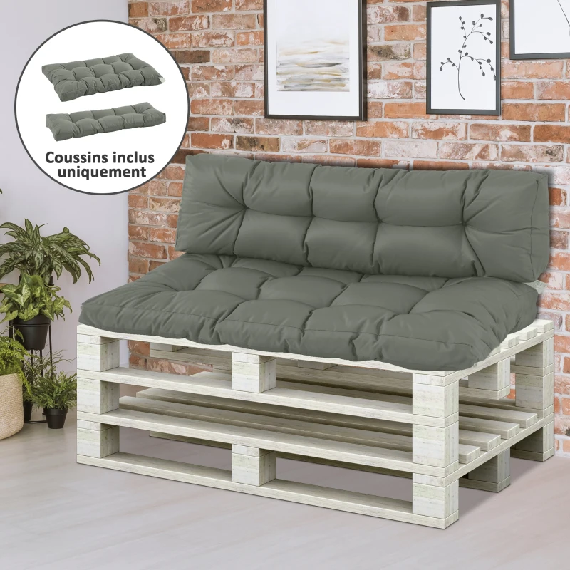 Outsunny Coussins Matelas Assise Dossier pour Banc de Jardin balancelle canapé 2 Places Grand Confort dim. 120L x 80l x 12H cm Polyester Gris