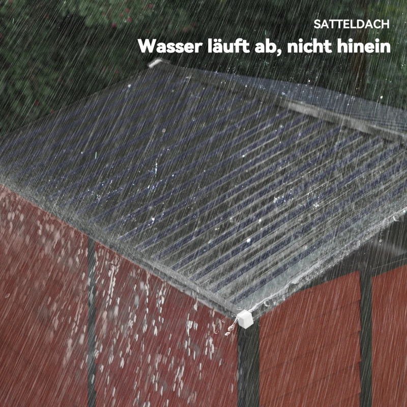 Outsunny Geräteschuppen aus Metall, wetterfest & rostfrei, abschließbar, 2,40 x 2,06 x 1,98 m, Teak(m-8)
