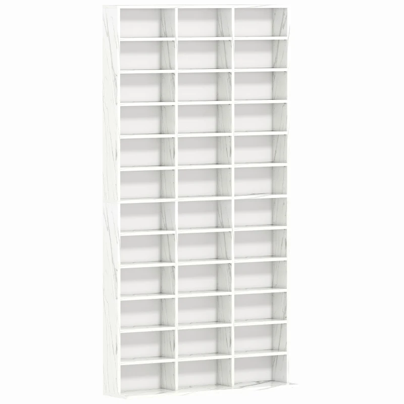 HOMCOM CD Storage Unit with Adjustable Shelves, 102 x 195 cm, Marble Effect