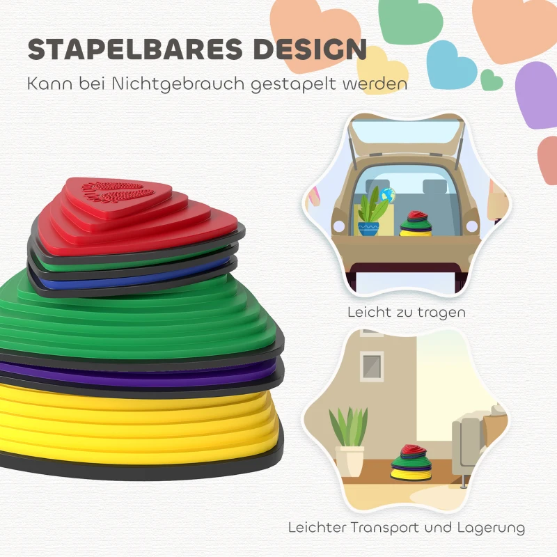AIYAPLAY 6-delige set antislip Trittsteinen, voor binnen & buiten, stapelbaar, Kleurrijk