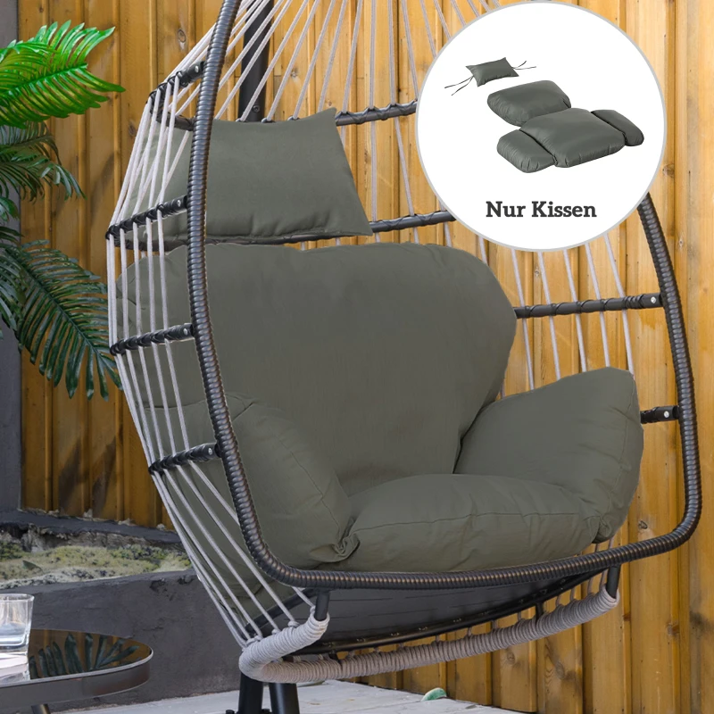 Outsunny Hängesessel Kissen Auflage für Hängekorb Sitzkissen Ersatzkissen Hängeschaukel Rückenkissen Polyester 112 x 79 x 22 cm