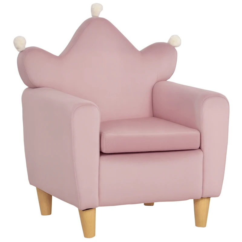 HOMCOM Sillón Infantil Mini Sofá para Niños de +3 Años con Asiento Acolchado y Reposabrazos 50x42x58 cm Rosa