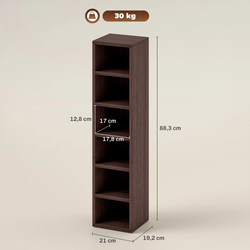 HOMCOM Lot de 2 étagères colonnes armoire de rangement CD-DVD 12 compartiments 21 x 19,2 x 88,3 cm capacité 160 CD marron