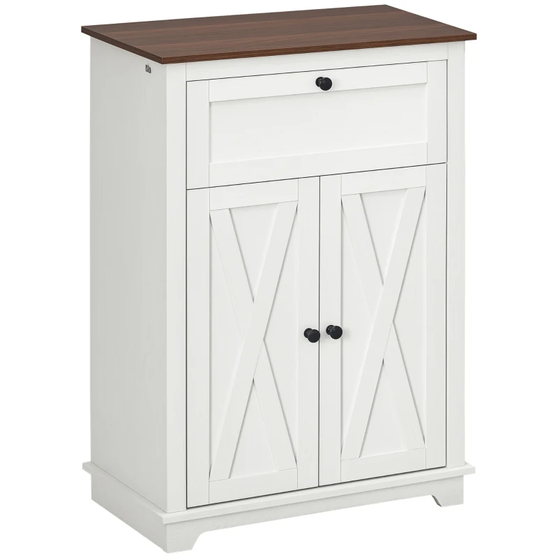 HOMCOM Aparador para Salón Armario de Almacenamiento con Puertas Dobles Cajón y Estante Ajustable 60x30x87,4 cm Blanco