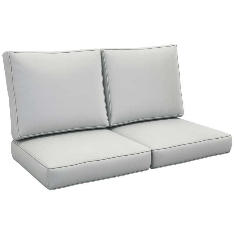 2 Seater Back and Seat Cushion Pillows Replacement, Patio Chair Cushions Set for Indoor Outdoor, Light Grey