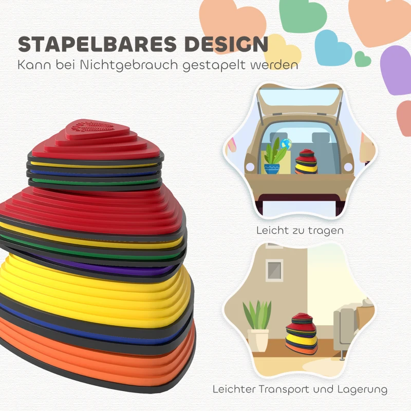 AIYAPLAY 11-delig Set Trittsteinen, antislip ontwerp, voor binnen & buiten, stapelbaar, kleurrijk