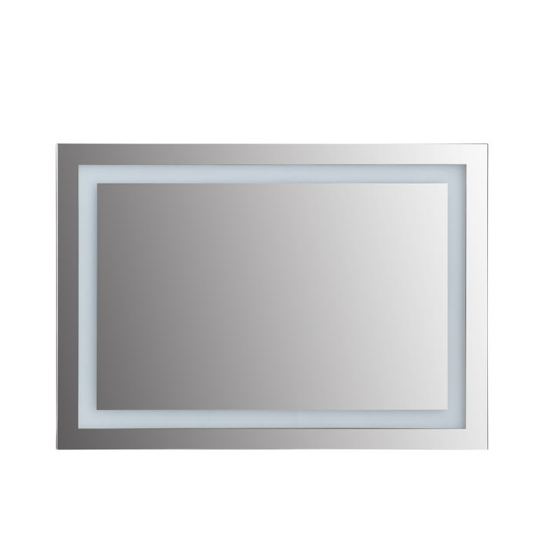 kleankin Bathroom Mirror with LED Lights, Illuminated Makeup Mirror with 3 Colours, Defogging Film and Memory Function, Hardwired, Horizontal or Vertical, 70 x 50 cm