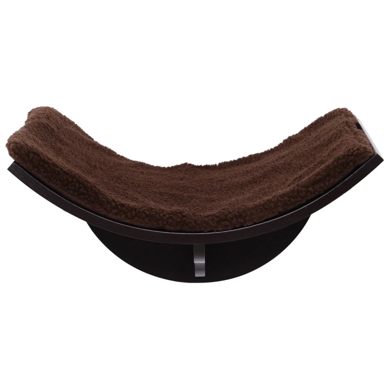 PawHut Wood Cat Shelves Wall-Mounted Shelter Curved Kitten Bed Cat Perch Climber Brown