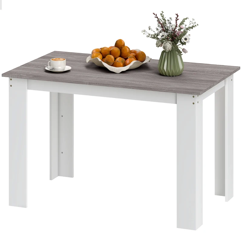 HOMCOM Masă Modernă de Dining pentru 4-6 Persoane 120x69x75 cm Gri și Alb