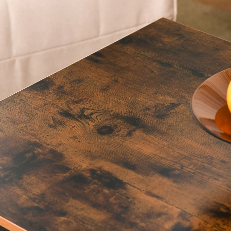 HOMCOM Industrial Coffee Table, 2-tier Coffee Table with Mesh Bottom Shelf and Steel Frame, Retro Living Room Table, Rustic Brown