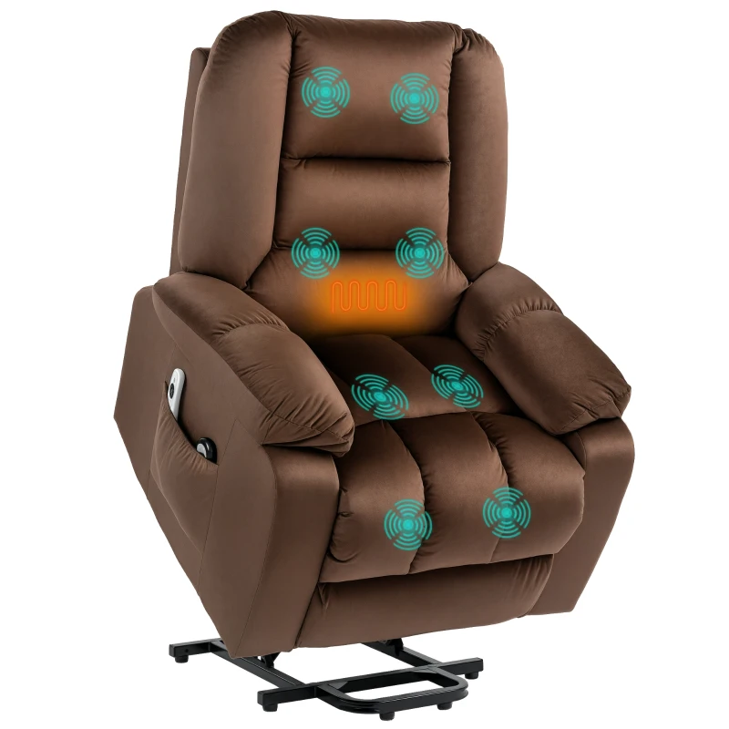 HOMCOM Leathaire Eight Massage Point Armchair, with Heat and Reclining Back - Brown
