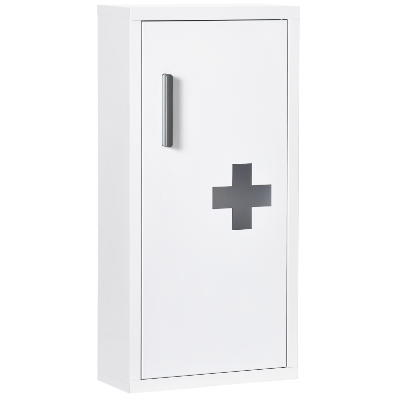 kleankin Botiquín para Medicinas de 3 Niveles Botiquín de Pared de Acero con Puerta Magnética para Cocina Baño 30x12x60 cm Blanco
