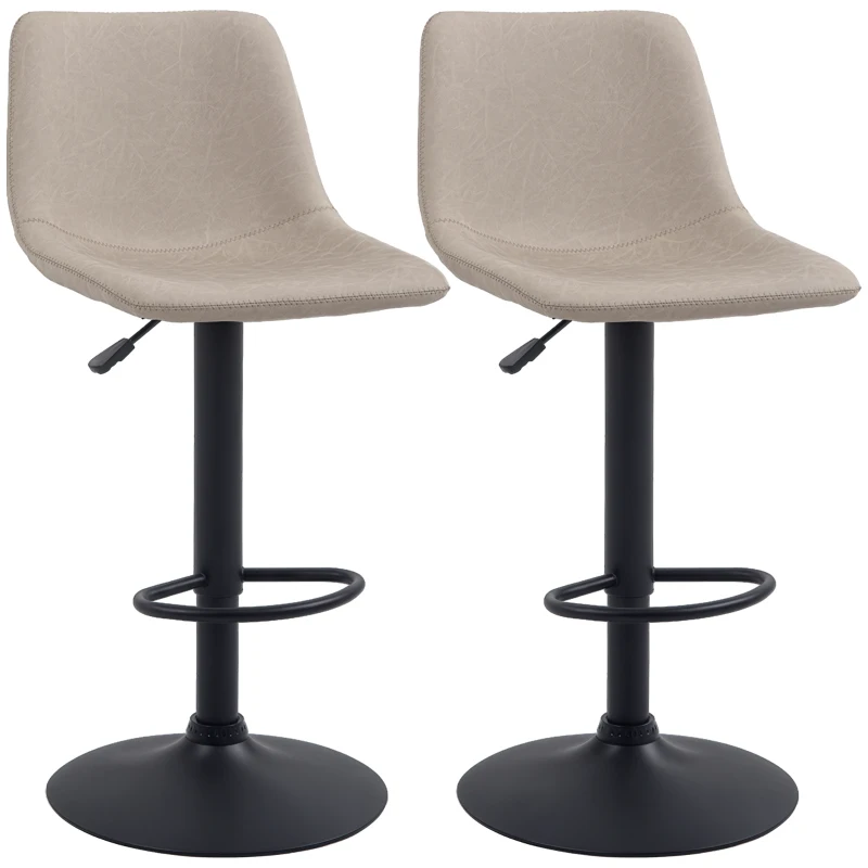 HOMCOM Barhocker im 2er-Set, Retro-Design, höhenverstellbar, drehbar, Kunstleder, 42 x 48 x 91-112 cm, Beige(m-10)