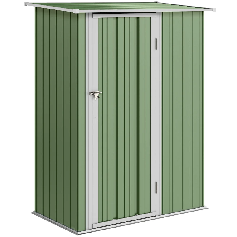Outsunny 5ft x 3ft Garden Storage Shed, Outdoor Metal Shed with Sloped Roof, Lockable Door for Tools, Equipment, Light Green
