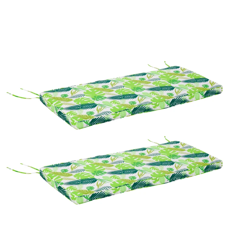 Outsunny Set di 2 Cuscini per Dondolo e Panchine in Poliestere per Arredamento da Esterno e Casa, 120x50x5cm Verde