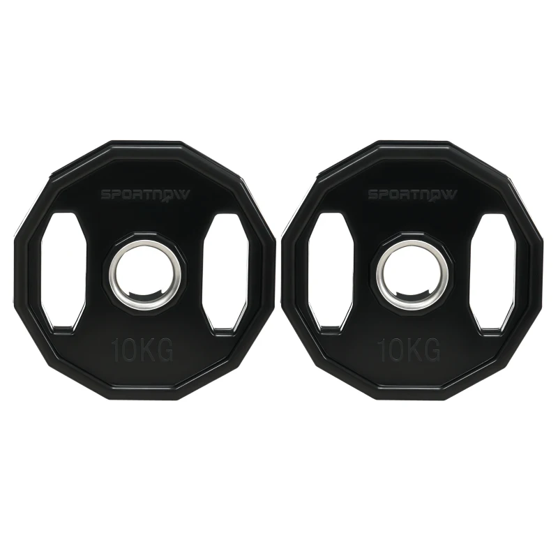 SPORTNOW Olympic Weight Plates Set, Metal and Rubber Bumper Plates Weights Discs with 2"/5cm Holes, for Home Gym Weight Lifting Strength Training, 2 x 10kg, Black