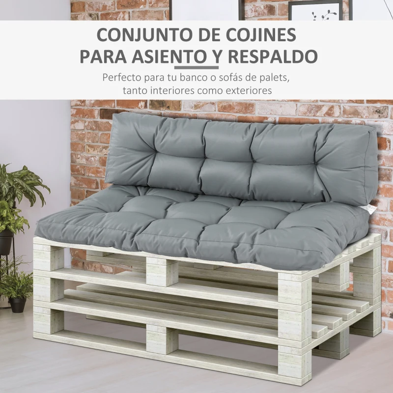 Outsunny Cojín para Banco Cojín para Palé con Respaldo 120x80x12 cm Colchón de Banco para Columpio Hamaca Interior Exterior Gris