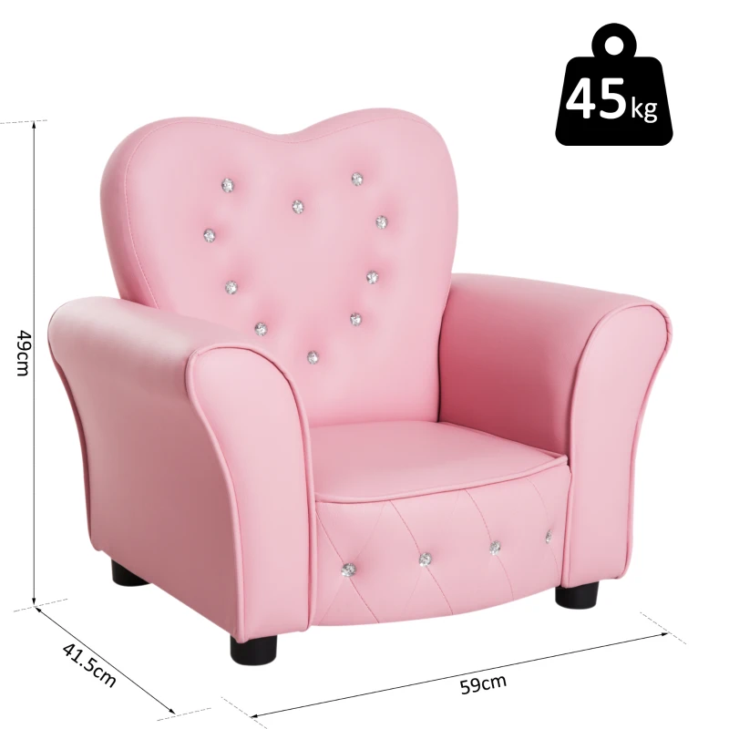 HOMCOM Kids Toddler Chair Sofa Children Armchair Seating Playroom Seater Girl Pink