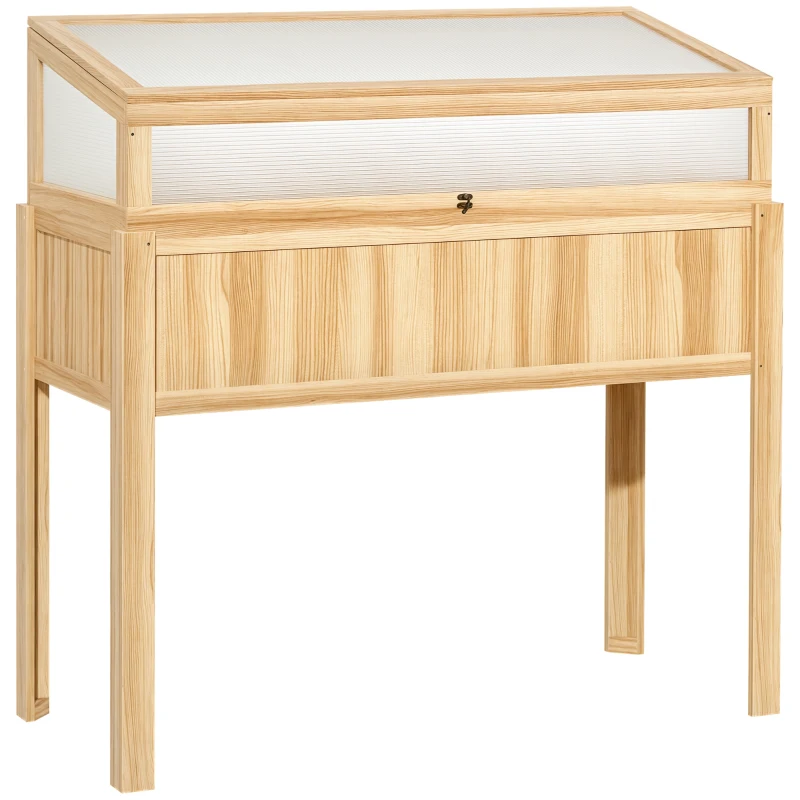 Outsunny Raised Garden Bed 2-IN-1 Wood Cold Frame Greenhouse with Elevated Garden Box, Openable Top for Flowers, Vegetables, Plants, Natural