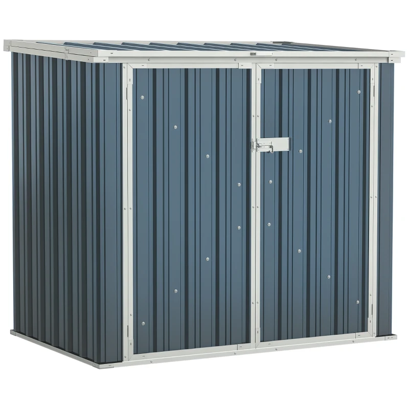 Outsunny 5ft x 3ft Garden 2-Bin Steel Storage Shed, Double Rubbish Storage Shed, Hide Dustbin w/ Locking Doors and Openable Lid