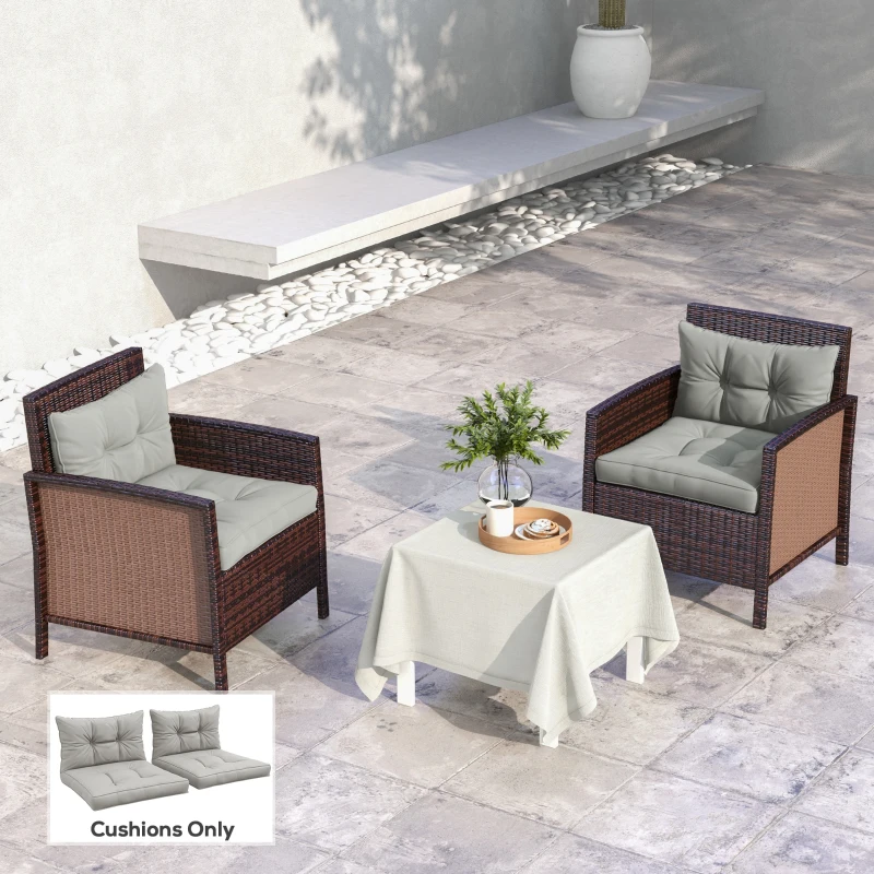Outsunny 2-Piece Seat Cushions Back Pillows Replacement, Patio Chair Cushions Set for Indoor Outdoor, Light Grey