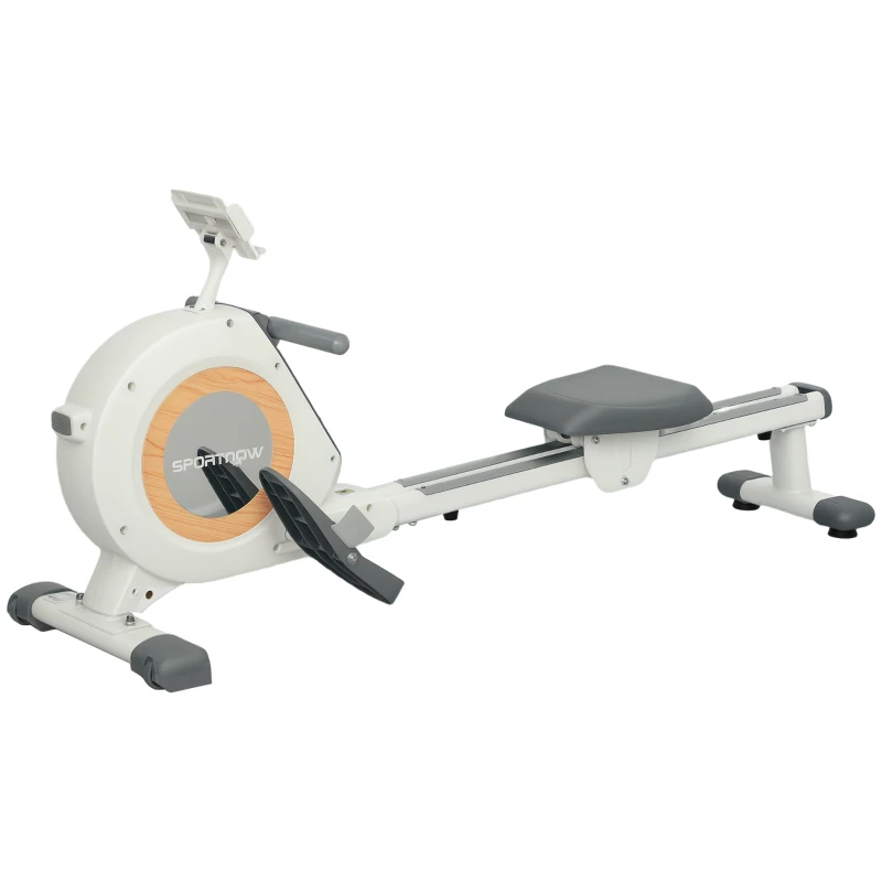SPORTNOW Rowing Machine, 16-Level Magnetic Rower Machine with LCD Monitor and Phone Holder, White
